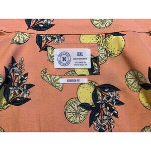 XXL Hurley Brand Cotton Stretch Fit Hawaiian Shirt Lemons Tropical